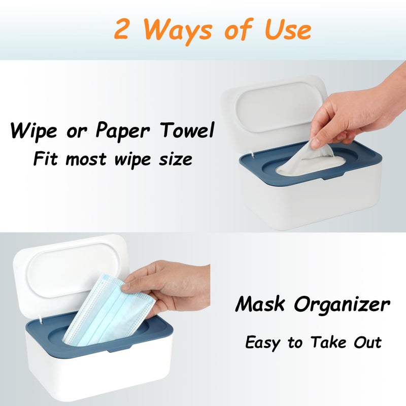 Seposeve Wipes Dispenser, Wipe Holder for Baby & Adult, Refillable Wipe Container, Keeps Wipes Fresh, One-Handed Operation. Non-Slip, Easy Open/Close Wipes Pouch Case, Blue - Image 5